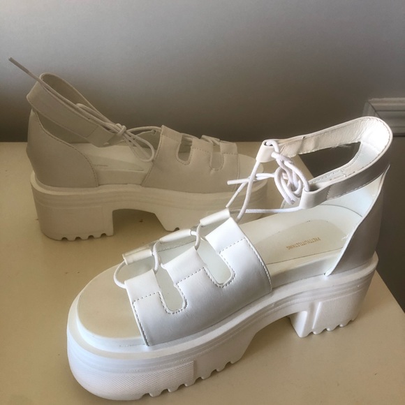 White Chunky Platform Sandals - Picture 3 of 4